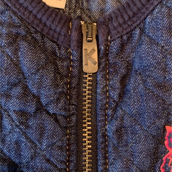 KENZO KIDS Quilted Denim Dress Girls 8 128 Sleeveless Pink Tiger Patch Pockets - Picture 6 of 7